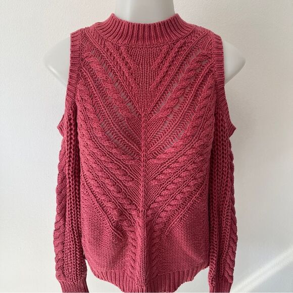 Aeropostale Rose Cable Cold Shoulder Sweater Size S - Picture 2 of 7